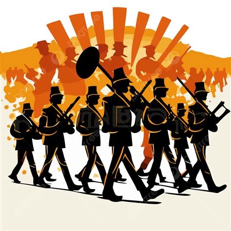 Silhouette Marching Band Vector, Sticker Clipart Marching Band ...