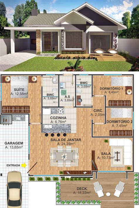 American-style 3 Bedroom House Plan | House plans, Cottage house plans ...