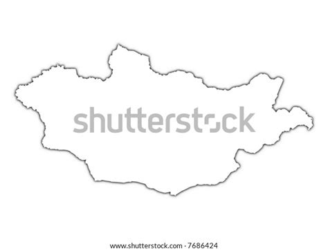 Mongolia Outline Map Shadow Detailed Mercator Stock Illustration 7686424