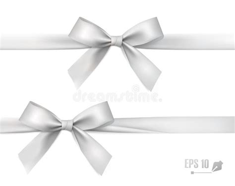 White or Silver Bow with Ribbon. Stock Vector - Illustration of packaging, beautiful: 157182032