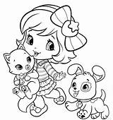 Baby Strawberry Shortcake With Pupcake And Custard  Cute coloring sketch template
