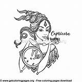 Capricorn Coloring Sheets Pages sketch template