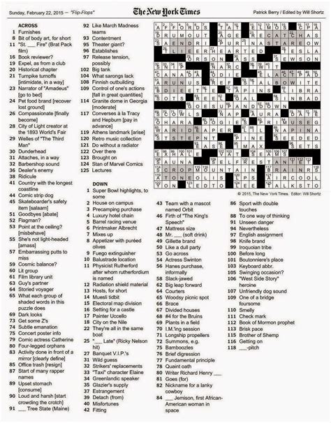 Los Angeles Times Crossword Puzzle For Today Printable