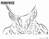 Pennywise Coloring Pages Clown Peenywise Black And White  Free sketch template