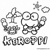 Keroppi Con Muñeco de Nieve para colorear  Coloring Pages sketch template
