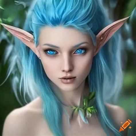 Male elf with blue skin and long silver hair in a realistic fantasy setting on Craiyon