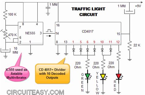 Circuit Diagram Of Traffic Light Using 555 Timer