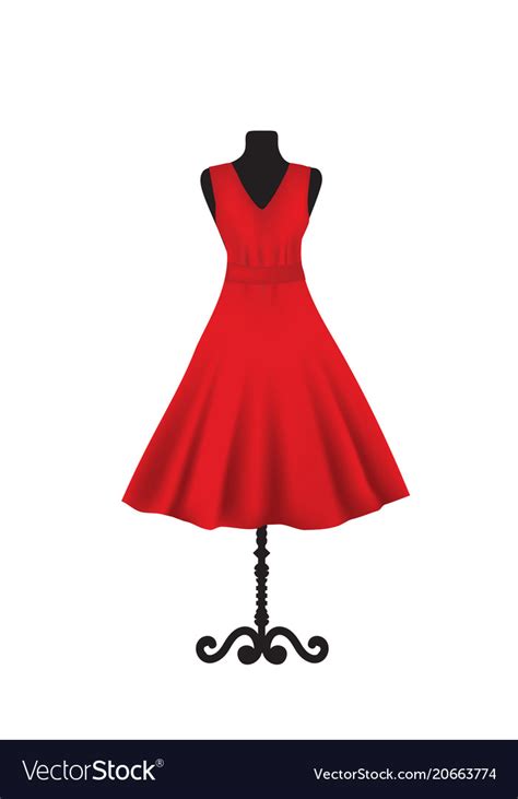 Red elegant dress on mannequin Royalty Free Vector Image