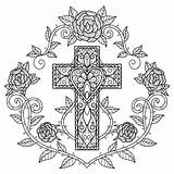 Cross And Roses Coloring Pages Sketch Page sketch template