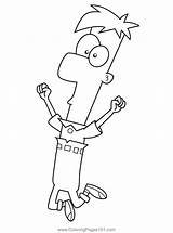 Ferb Fletcher Jumping Phineas And Coloring Page For Kids  Free sketch template
