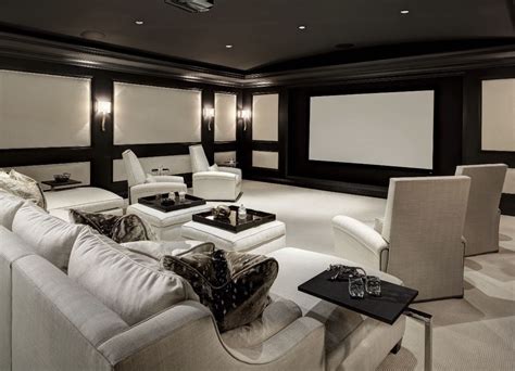 Beautiful black and white home theater decor | Home theater decor, Home ...