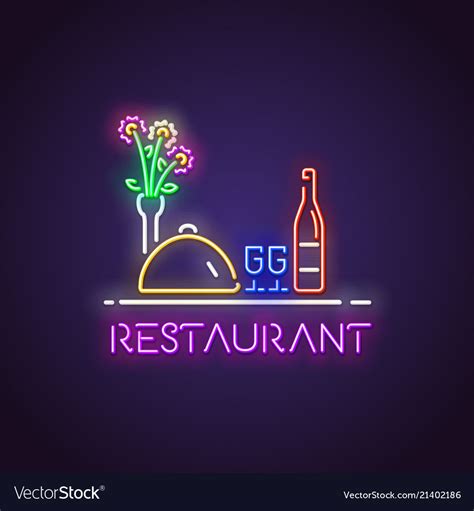 Restaurant neon light Royalty Free Vector Image