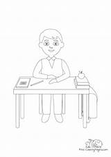 School Desk Coloring Page sketch template