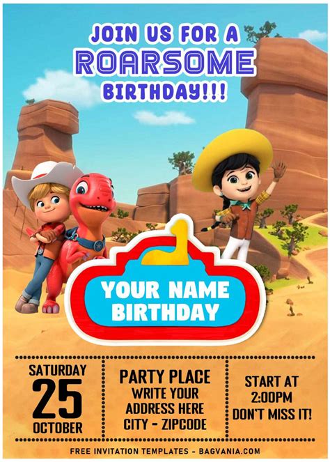 (Free Editable PDF) Meet The Rancher Dino Ranch Themed Birthday Invitation Templates | FREE ...