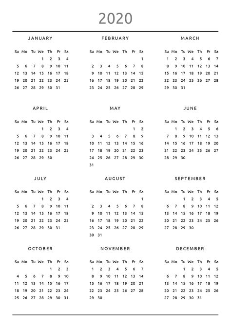 Printable Yearly Calendar - Original Style PDF Download | Yearly ...