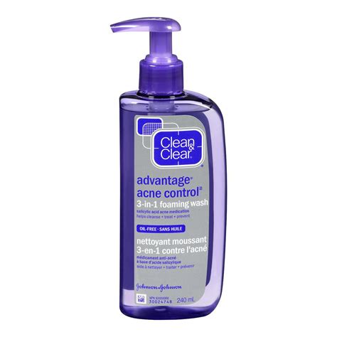 Clean and Clear Advantage Acne Control 3-in-1 Foaming Face Wash With Salicylic Acid Acne ...