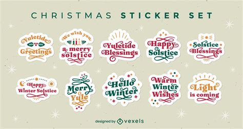 Christmas Holiday Quotes Sticker Set Vector Download