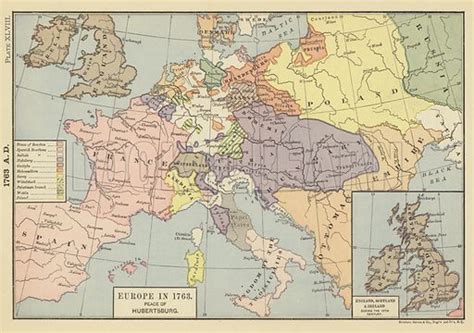 1763 AD; Europe in 1763 Peace of Hubertsburg; England, … stock image ...