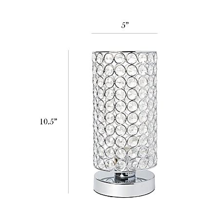 Elegant Designs Elipse Crystal Bedside Uplight Table Lamp, 10-3/4"H, Crystal Shade/Chrome Base