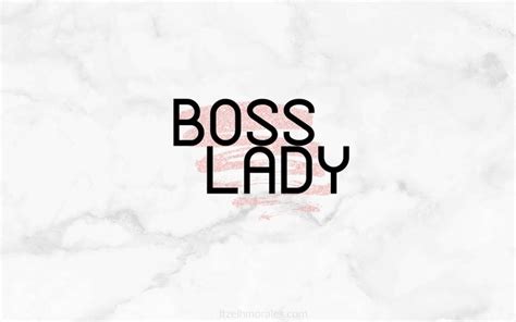 the words boss lady are in black and pink on a white marble wallpaper background