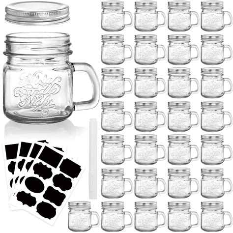 Buy DEAYOU 30 Pack 8 OZ Glass Mason Mugs with Silver Screw Lids, Small ...