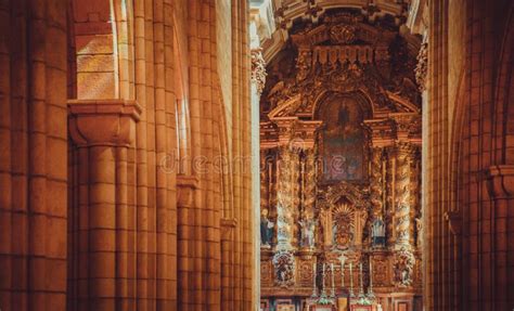 Interior Of Porto Cathedral Stock Image - Image of benches, gothic ...