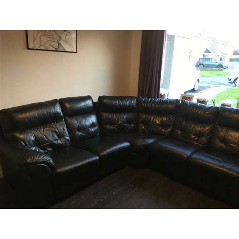 Dfs corner black leather sofa | in Crawley, West Sussex | Gumtree