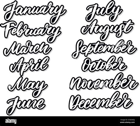 Handwritten names of months: December, January, February, March, April, May, June, July, August ...