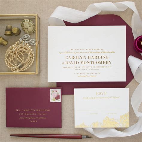 Gold Foil Stamped Wedding Invitations | Delicate - Banter and Charm