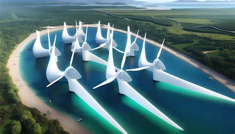 Premium Photo | An artists interpretation of a tidal lagoon filled with energyproducing turbines ...