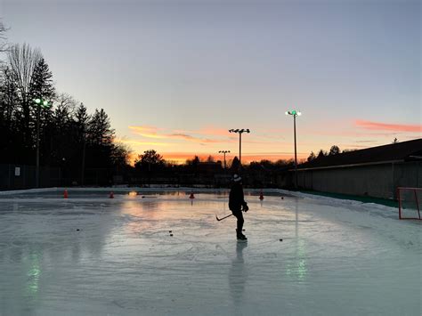 Outdoor Hockey Rink At Night