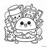 Kawaii Junk Food Coloring Page 1500 1206 sketch template