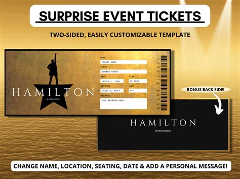 Printable Hamilton Tickets Template Surprise Hamilton Tickets Fake Hamilton Tickets Editable ...