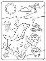 Ocean Coloring Page  Little Bee Family sketch template