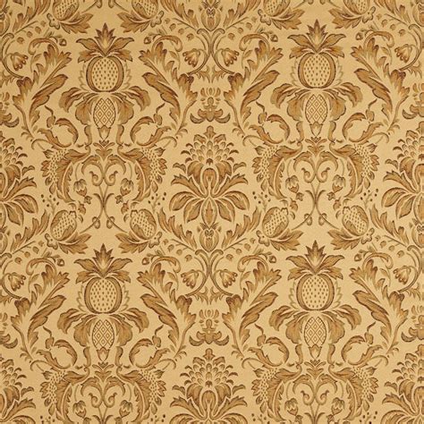 Gold and Light Green Heirloom Damask Upholstery Fabric