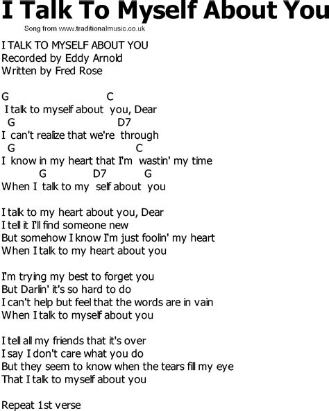 Old Country song lyrics with chords - I Talk To Myself About You