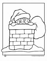 Santa Down Chimney Coloring Pages Sketch Page sketch template