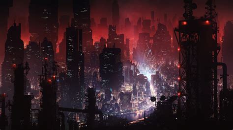 Download Cityscape Building Skyscraper Night Sci Fi City Sci Fi City HD Wallpaper by Tarmo Juhola