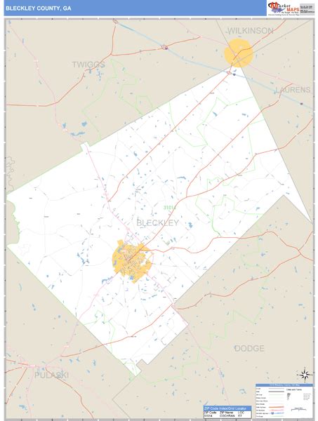 Bleckley County, Georgia Zip Code Wall Map | Maps.com.com