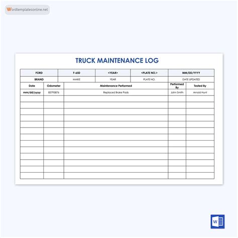 Editable 43 Printable Vehicle Maintenance Log Templates, 48% OFF