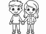 Adorable Boy And Girl Coloring Page  sketch template