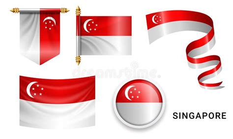 Vector Set of the National Flag of Singapore in Various Creative ...