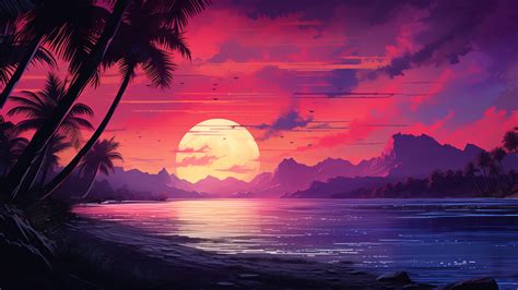 Sunset Beach Scenery 4K #8771m Wallpaper PC Desktop