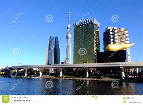 Tokyo Skytree at Sumida River Stock Image - Image of asahi, building ...