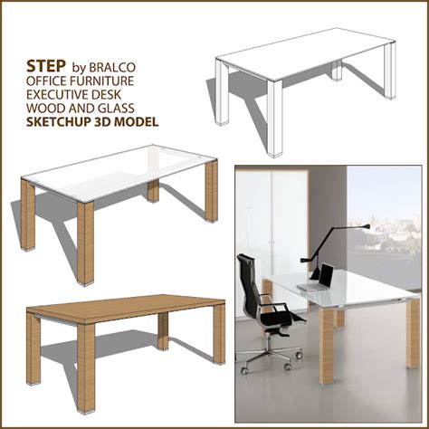 3D Model Component Slice Of Furniture Executive Desk Glass - Great ...