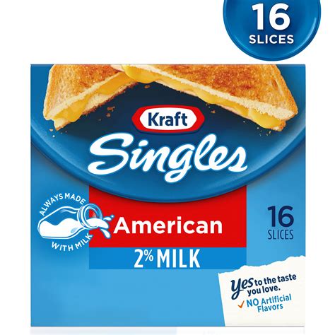 Kraft Singles Cheese Slices, 2% Milk Reduced Fat American Cheese, 16 ct. - 10.7. oz Wrapper ...