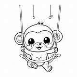 Premium Vector  Monkey swinging On A swing Illustration For sketch template