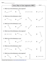 Lines, Rays and Line segments Worksheets