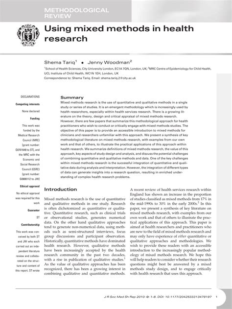 (PDF) Using mixed methods in health research