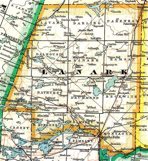 Lanark County Map Showing the Historic Townships, 1940-51.